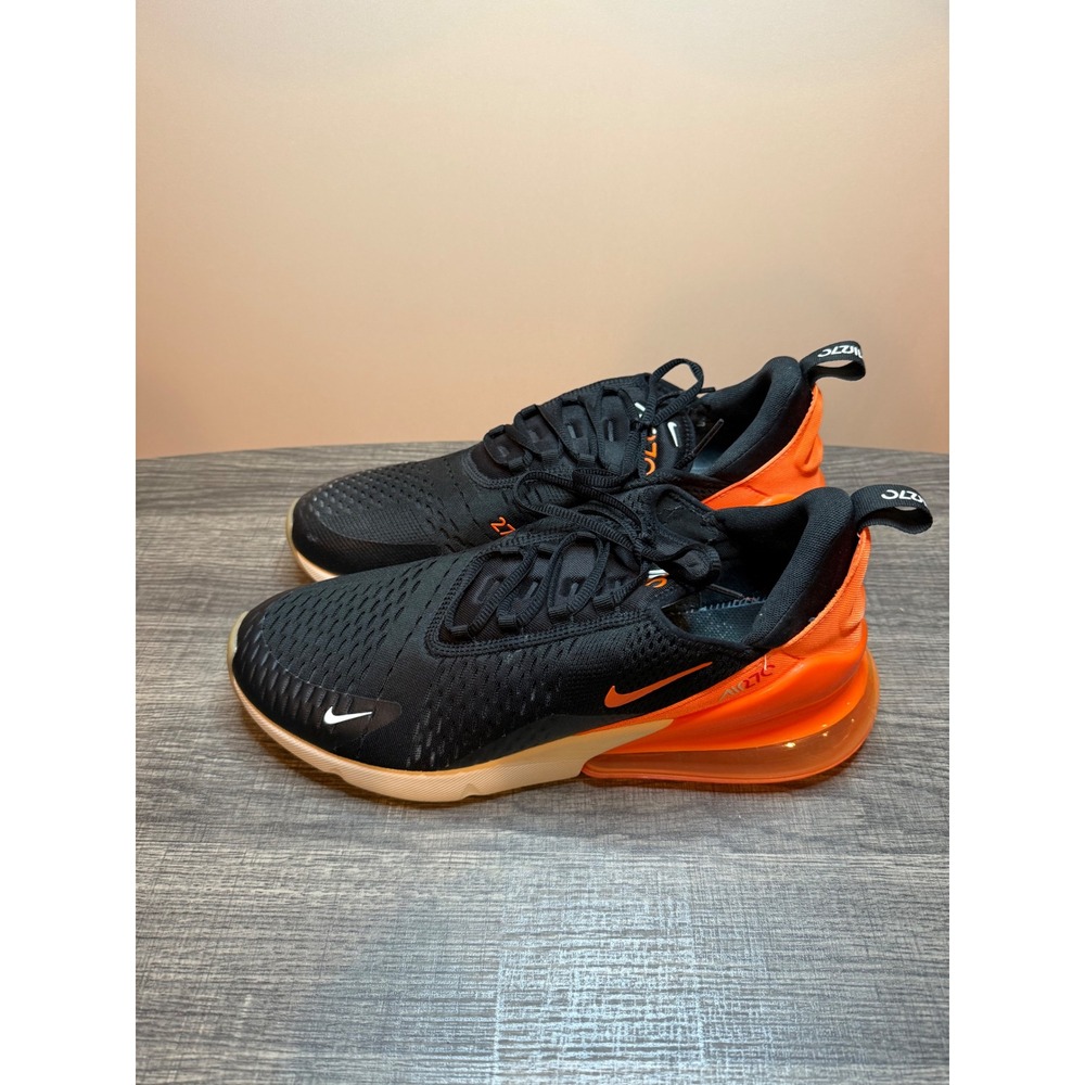 Nike Air Max 270 Mens Sneakers Black Total Orange AH8050-008 Running Shoes - Picture 4 of 5